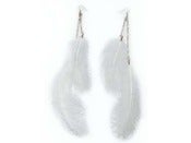 Image of Chained white feather earrings