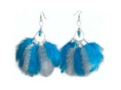 Image of Chandelier blue/white feather earrings (NEW)