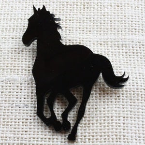 Image of Wild Ponies Brooch - Black, Scarlett, Cream, Walnut or Maple