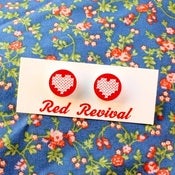 Image of Cross (Stitch) My Heart Earrings - Red or Black