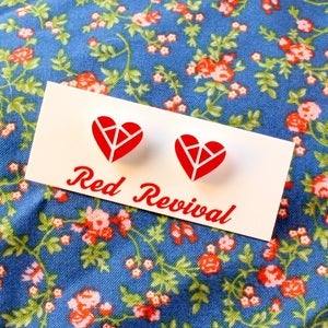 Image of Nordic Heart Earrings - Red or Black