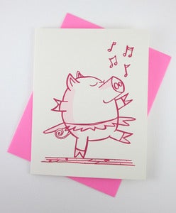 Image of Oink-rageous Prancing Pig Card