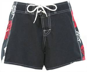 Image of Short Boardshorts-Solid with Designs on Sides