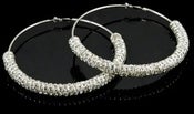 Image of silver crystal encrusted hoop earrings