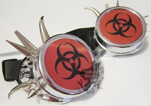 Image of Biohazard Cyber Rave Steampunk Gothic Metal Spike Goggles Headgear Cosplay