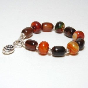Image of Ladies Handmade Beaded Chunky Bracelet - Agate and Sterling Silver