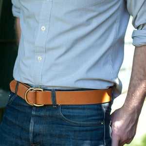 Image of The F/M x W&F D-Ring Belt - 1.5in Tan/Brass