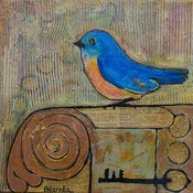 Image of Blue Bird Original Canvas Painting Knowledge is Key 10X10