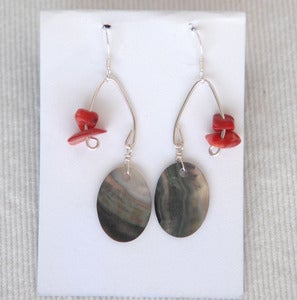 Image of fish lure inspired abalone shell & red coral