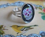 Image of ♥ Sugar Skull ♥ adjustable ring ~ black