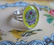 Image of ♥ Sugar Skull ♥ adjustable ring ~ lime green