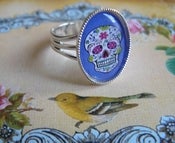 Image of ♥ Sugar Skull ♥ adjustable ring ~ purple