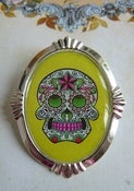 Image of ♥ Sugar Skull ♥ large brooch ~ lime green