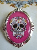 Image of ♥ Sugar Skull ♥ large brooch ~ hot pink