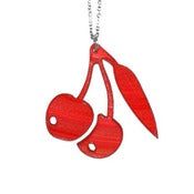 Image of Ltd. Edition Cherries Necklace/Earrings made from a recycled RED vinyl record.