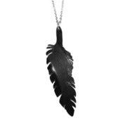 Image of Feather Necklace/Earrings made from a recycled vinyl record.