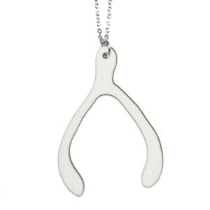 Image of Ltd. Edition Wishbone Shaped Necklace/Earrings made from a recycled vinyl record! 