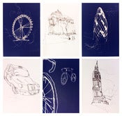 Image of 'LONDON' BLUE AND WHITE NOTELET SET