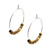 Image of Fools Gold Silver and Brass Hoop Earrings