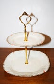 Image of 2 Tier 'Orange Flash' Cream & Gold Vintage Cupcake Stand