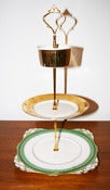 Image of 3 Tier 'Harry's' Gold & Green Vintage Cupcake Stand