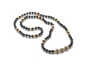 Image of Necklace: Onyx w/ Gold & Raw Diamonds
