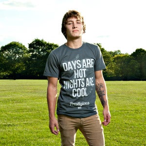 Image of LIMITED EDITION Days Are Hot | Nights Are Cool Men's Charcoal American Apparel 100% Cotton Tee Shirt
