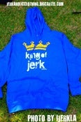 Image of Blue and YELLOW EXCLUSIVE KING OF JERK HOODIE TEE 