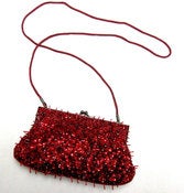 Image of Red Beaded Sparkle Purse Brilliant Red Lancome Clutch