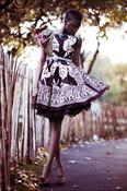 Image of ONE RUFFLE SLEEVE PALM PRINT KHANGA DRESS