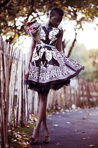 Image of ONE RUFFLE SLEEVE PALM PRINT KHANGA DRESS