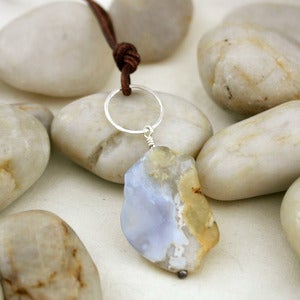Image of Long Blue Agate Necklace