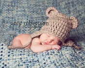 Image of Teddy Bear Hat Newborn Photo Prop