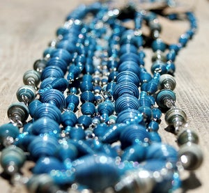 Image of Large Funky Paper Bead Necklaces ~ Blue
