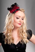 Image of Midi Cocktail Hat with Guinea Fowl Feathers
