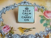 Image of ♥~ Keep Calm and Carry On ~ DUCK EGG ~ brooch ~♥