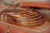 Image of 8 Hammered, Copper Stackable Bangles / Bracelets Rustic & Organic, brown, burnt, sienna, terracotta,