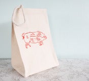 Image of pig butcher's diagram lunch bag - recycled cotton