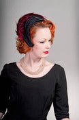 Image of Black Half Hat with Burgundy Feathers