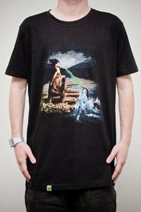 Image of Trainspotters "Dirty North - Cover Painting" Black T-Shirt + Free Stickers!