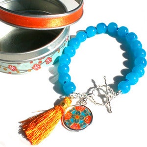 Image of Turquoise Candy Jade Silk-strung Charm Bracelet