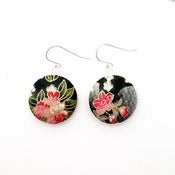 Image of Japanese Chiyogami Sterling Silver Earrings - Coral Night