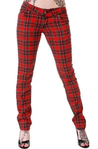 Image of UNISEX Skinny Jeans RED TARTAN
