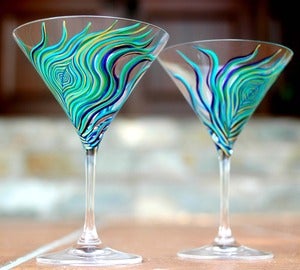 Image of Peacock Martini Glasses-Set of 2