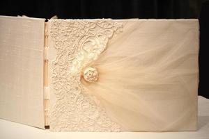Image of Luxury Personalized Photo Album 9x12, Guest Book Lace Wedding Book