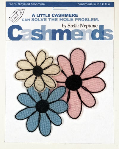 Image of Iron-on Cashmere Flower - Baby Blue/Baby Pink/Cream