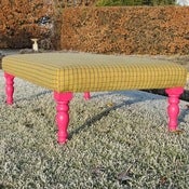 Image of Large Magazine Stool - Green / Pink Tweed check with Russian Velvet painted legs by Dulux