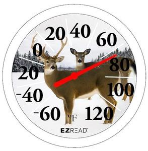 Image of 13.25" Dial Thermometer with Winter Deer