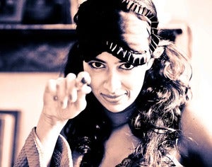 Image of "Nathalie" Sleep mask in Black satin with Swarovski crystals
