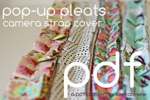 Image of pop-up pleats camera strap cover PDF pattern